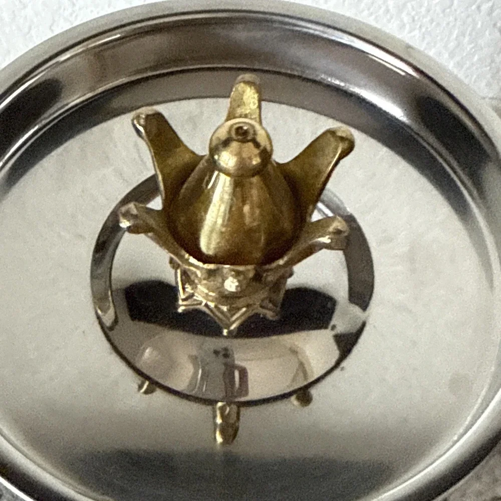 Vintage Mizar Chando India Stainless Steel Ice Bucket Crown Lid Brass Emblem MCM